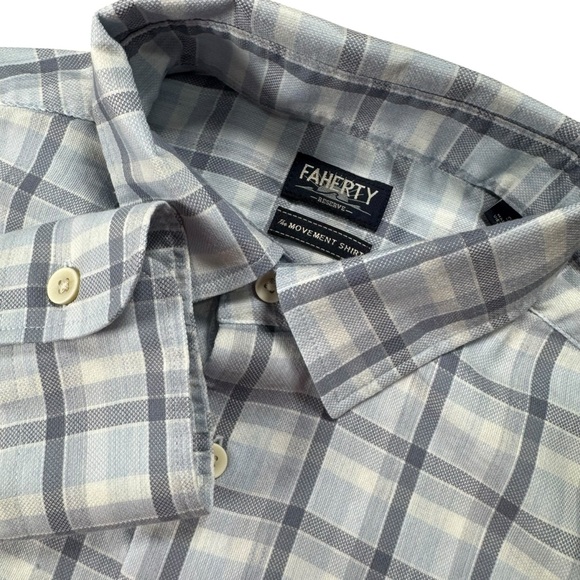 Faherty Other - Faherty Men’s S Movement Shirt‎ Light Blue White Plaid Stretch